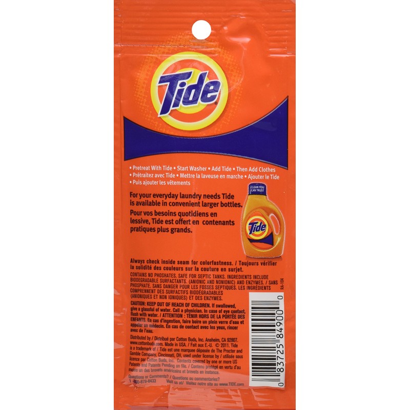 Tide 9 Piece 1-Load Travel Packets, 10.6 Ounce