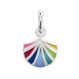 CLEVER SCHMUCK Girls' Necklace Shell 9 x 8 mm Rainbow Colourful Varnished with Chain Pea 40 cm Shiny 925 Sterling Silver in Case Pink, Metal