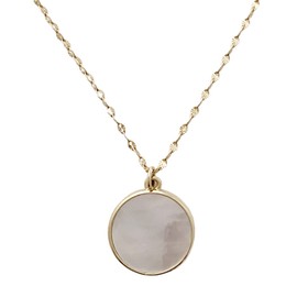 Honeycat Jody Mother of Pearl Round Pendant Necklace | Minimalist, Delicate Jewelry Gold