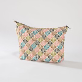 Sparkle Being Oriental Waves Print Canvas Makeup Bag for Women Girls, Large Capacity Trendy Travel-Friendly Cosmetic Bag, Secure Metal Zipper Pouch Aesthetic Toiletry Bag Organizer (Set of 2)