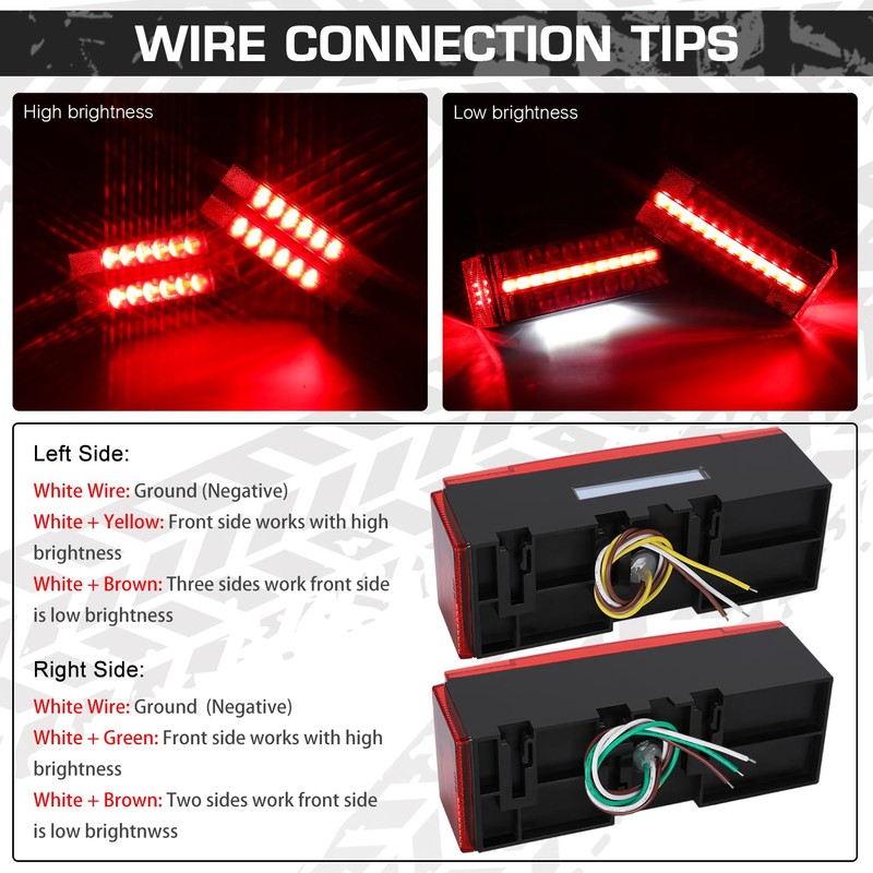 LINKITOM LED Submersible Rectangular Trailer Tail Light Kit, Super Bright