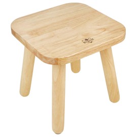 BEE&OAK Wooden Step Stool for Adults Kids, Solid Rubberwood Small Wooden Stool for Bedroom, Bathroom, Kitchen, Plant Stand, 9.25 Inches，Square One Step Stool (Natural)
