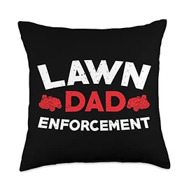 Funny Lawn Care Design Grass And Lawn Mowing Lawn Enforcement Dad Outfit Cutting Grass Garden Throw Pillow, 18x18, Multicolor
