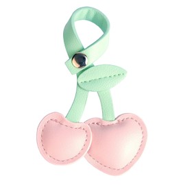 yansumi Adorable Cherry Bag Charm Stylish Leather Fruit Keychain Pendant for Bags Car Key Ring Small and Charming Accessory (Pink)