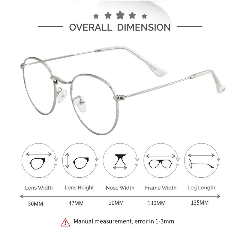 Kursan Round Blue Light Glasses for Women Men Retro Circle