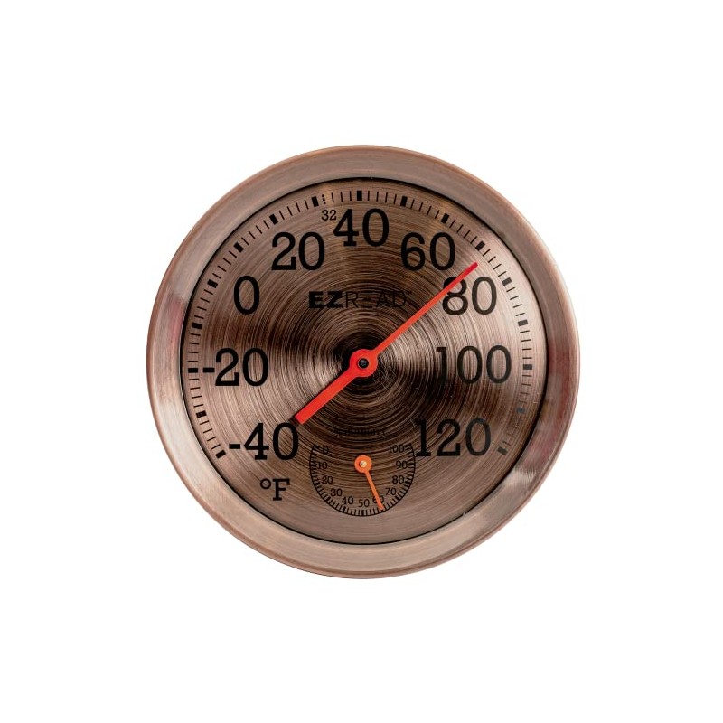 8" Metal Dial Thermometer/Hygrometer Oil Rubbed Bronze