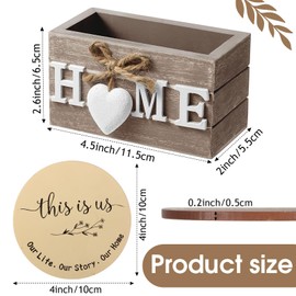 Housewarming Gifts for Home Decoration Wooden Heart Coasters for Drinks Set of 6 Farmhouse Coasters with Holder Funny for Family Friend Coffee Table Protection, 4 Inch (Brown, Vivid Colors)