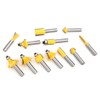 12 Pcs Router Bit Yellow Carbide Cemented Woodworking Milling Cutter