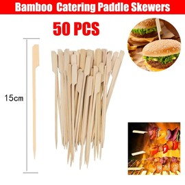 Bamboo Wooden Catering Paddle Skewers Disposable Finger Food Cocktail BBQ for Appetizers,12cm, Bulk Pack
