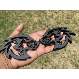 Badge Addictz Red Eye Wolf Car Emblem Badges Matte Black Custom New