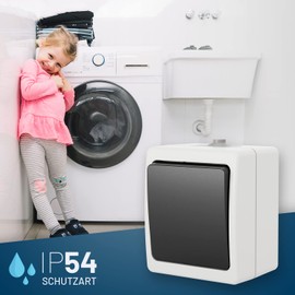 greate Wet Room Toggle Switch Surface-Mounted - Surface-Mounted Switch 1-Gang IP54 250 V 10 A Surface-Mounted Light Switch Surface-Mounted Wet Room Switch Outdoor Wet Room Switch