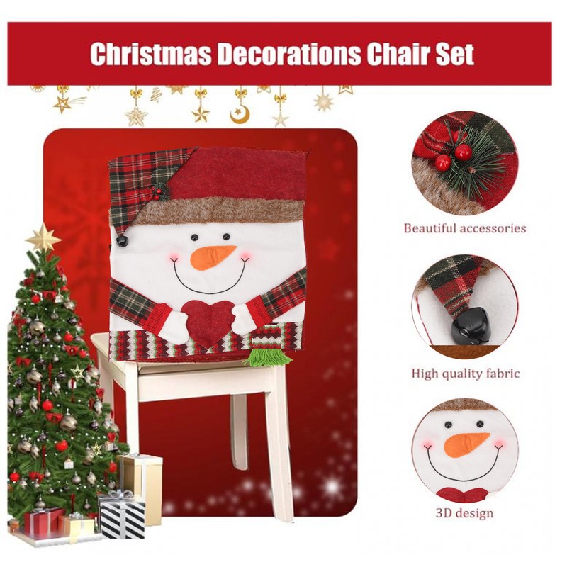 Xmas Dinner Chair Back Covers Easy To Install Soft Anti