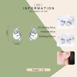 Little Sloth Small Stud Earrings 925 Sterling Silver Cute Animal Sleeper Cartilage Statement Wedding Earring Lovely Jewelry Gifts for Girls Women Best Friend