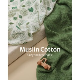 Blissful Diary Muslin Changing Pad Cover for Girls Boys, Ultra Soft Breathable Cotton, Baby Diaper Change Table Pad Covers, 2Pack (Monstera Leaves&Dark Green)