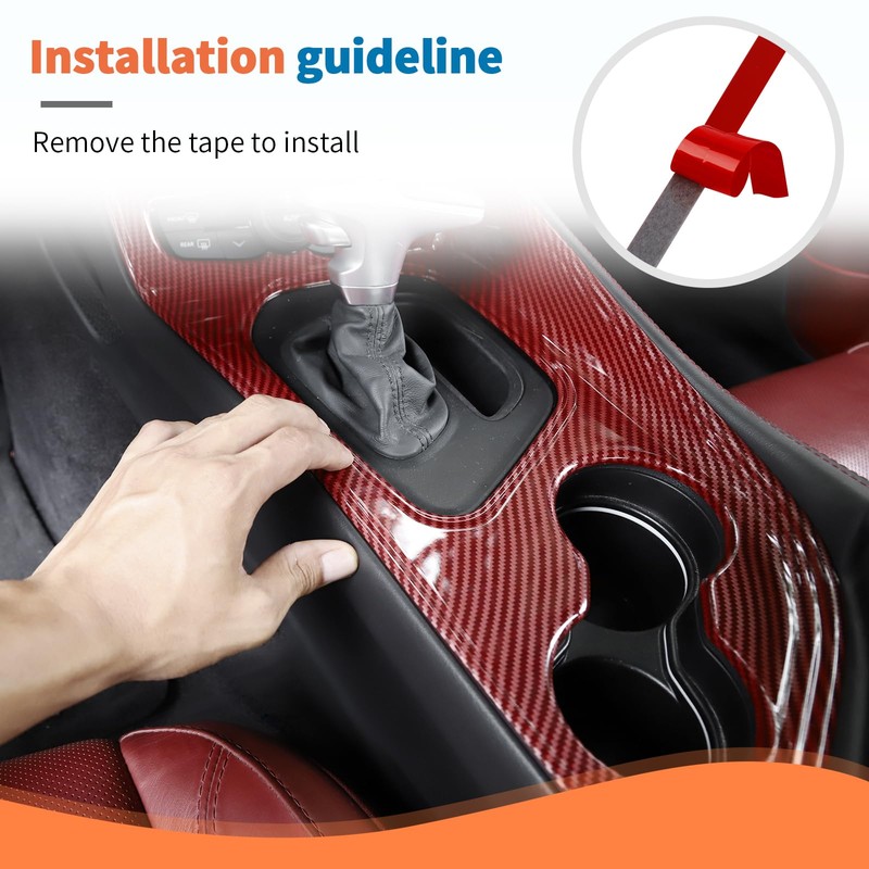 JeCar Red Carbon Fiber Interior Trim Kit Overlay for 2015-2023