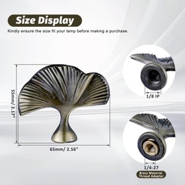 Vintage Lamp Finial Cap Knob,Leaf Shaped Metal Finial for Lamp Shade Top,Dual-Thread Lamp Top Screw,Fit Both 1/8 IP and 1/4-27 Thread