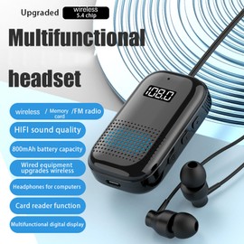 Retractable Wireless Headset, BT 5.4 Stereo Sound, Clip-On Earbuds with Rear Clip, Noise Cancelling Microphone, Hands-Free Headset for Sports and