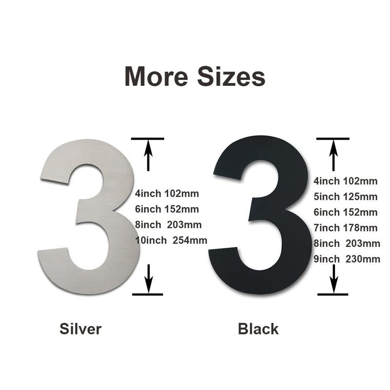 Black Brushed Modern House Number -4 Inch 102mm Height, Made