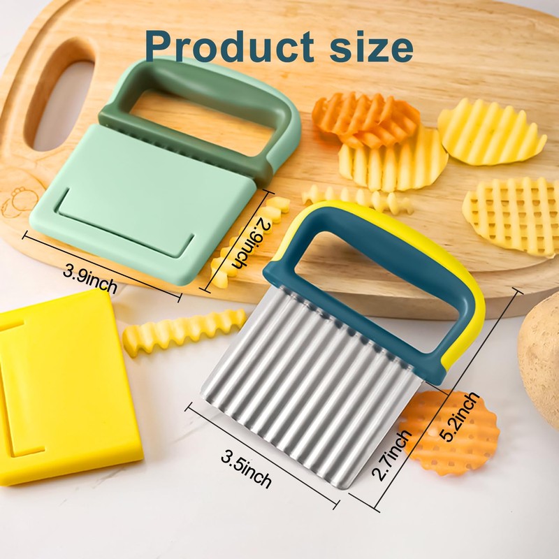 Crinkle Cutter，Stainless Steel Wave Cutter Vegetable Chip Cutter Crinkle Fry