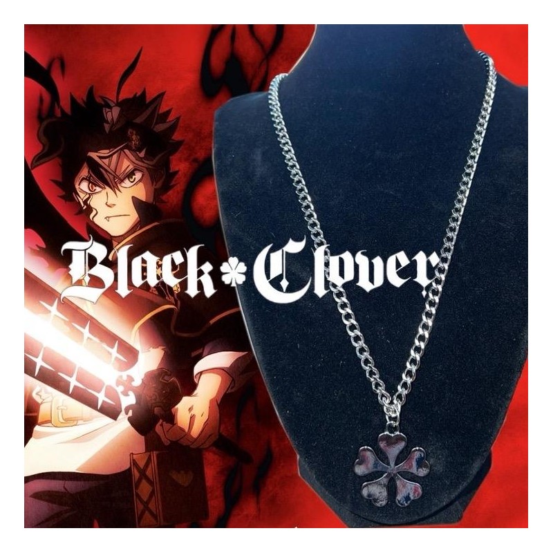 Black Clover 5 Leaf Clover 5mm Necklace Stainless Steel 22