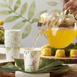 Kate Aspen Safari Baby Party Cups 64 Pcs 7 oz. Disposable Paper Cups Drinkware Party Favor for Birthday, Baby Shower, Children Party (Bulk)