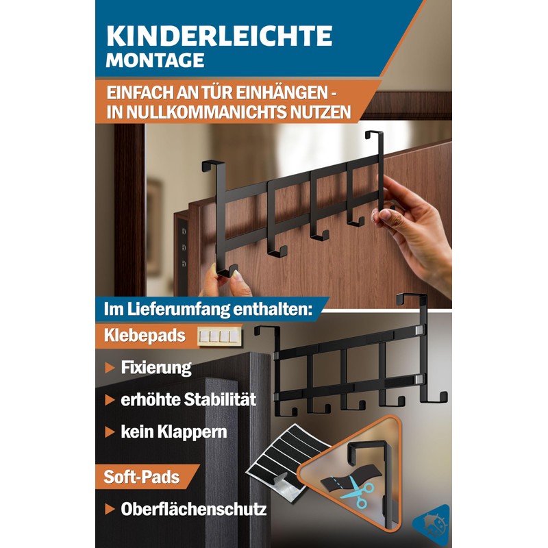Menz Door Coat Rack for Hanging - Universal Door Hooks