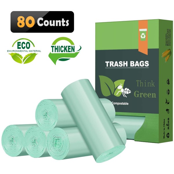 8 Gallon Biodegradable Trash Bags, Thicken 0.98Mils Recycling Bags, Unscented Strong Compostable Trash Bags for Office,Home,Bathroom,Bedroom,Car,Kitchen,Pet Trash Can Liners
