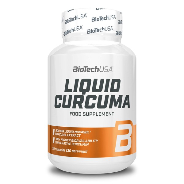 BioTechUSA Liquid Curcuma Food Supplement Capsules with Liquid Curcumin Extract and Vitamin D, 30 Capsules