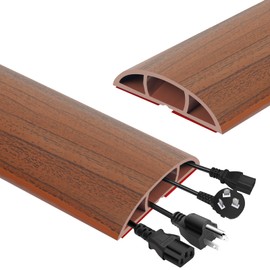 Adiwo Floor Cable Bridge, 2 Metre Cable Duct with 3 Cable Channels, Floor Cable Protection, Floor Cable Duct, PVC Cable Protection Protects Cable Prevents Tripping Hazards, Colour of Wood Grain