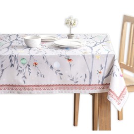 Maison d' Hermine Fairy Christmas 100% Cotton Tablecloth 100% Cotton Tablecloth for the Kitchen, Dinner, Tabletop, Party Decoration, Weddings, Thanksgiving/Christmas (Rectangle, 140 cm x 180 cm)