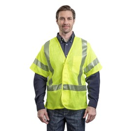 National Safety Apparel V00HA3VXL Flame Resistant Hi-Vis Mesh Safety Vest, Class 3, X-Large, Fluorescent Yellow