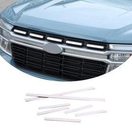 7Pcs Stainless Steel Chrome Front Bumper Grille Cover,Fit forFor-d Maverick 2022 2023,Car Front Bumper Grille Strip Frame Front Headlight Upper Grille Cover