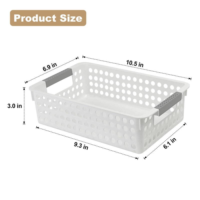 4 Pack Small Plastic Storage Baskets for Organizing, Stackable Bins