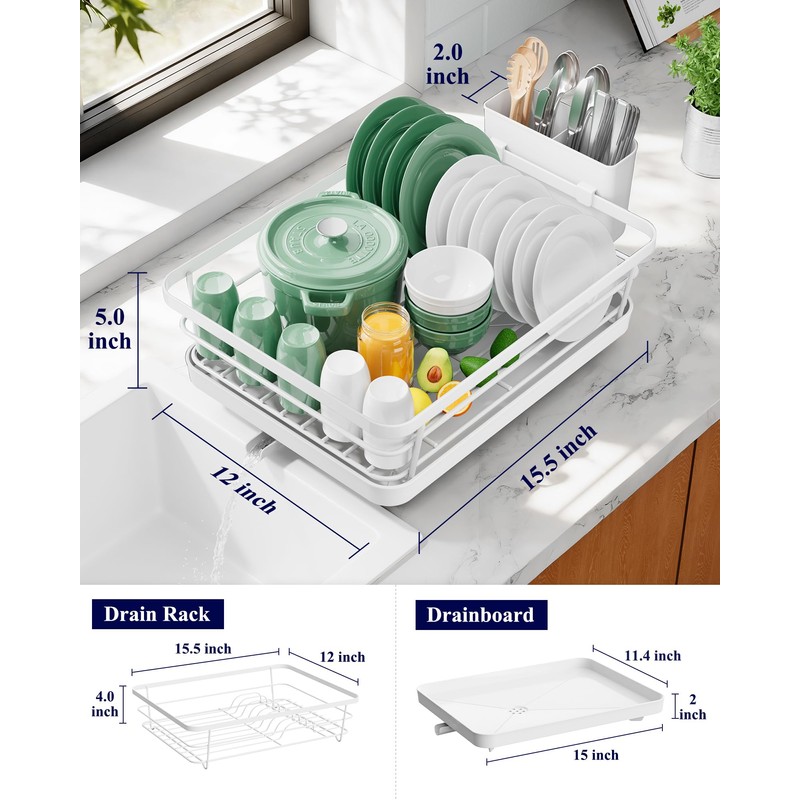 Kitsure Dish Drying Rack for Kitchen Counter, Stainless Steel Sink