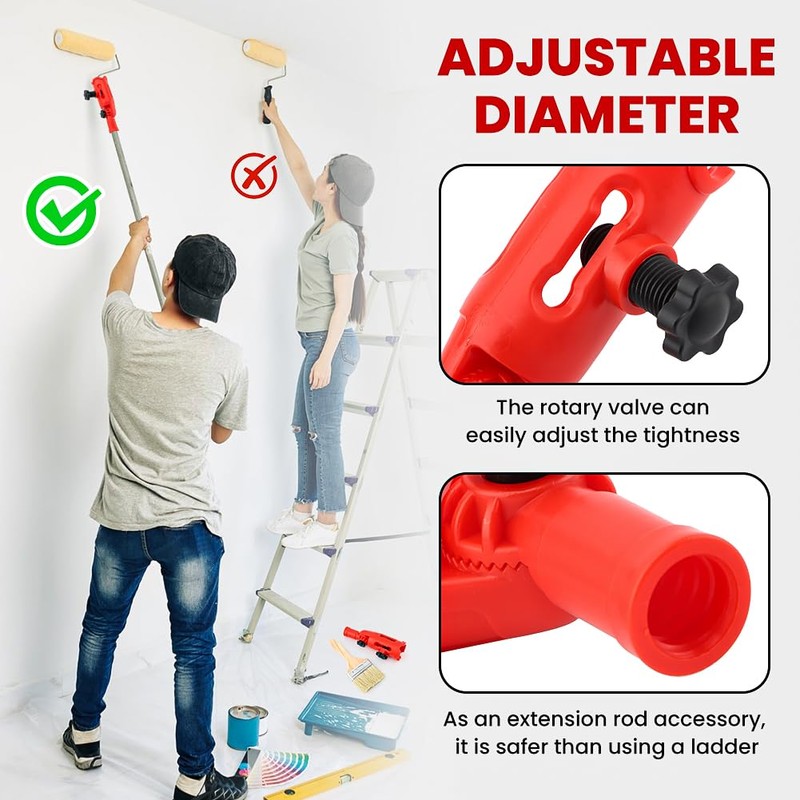 Multi-Angle Paint Brush Extender with Paint Brush, Extension Pole Attachments