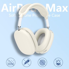 [4 in 1] Silicone Case Cover for AirPods Max USB-C (2024), Anti-Scratch Sweat-Proof Ear Pad Case Cover/Ear Cups Cover/Headband Cover Accessories Silicone Protector for AirPods Max Headphones (Stone)