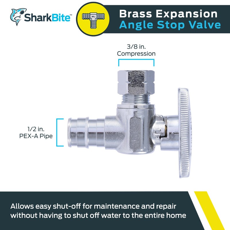 SharkBite 1/2 Inch (3/8 Inch OD) Expansion Angle Stop Valve