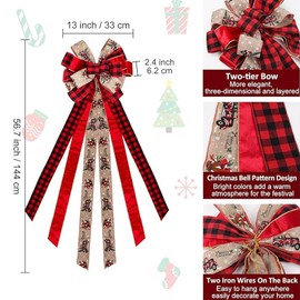 Large Christmas Bows Velvet Red Christmas Bows Holiday Colourful Bows Decorations for Wreath Velvet Bows Decor for Christmas Tree Topper, Front Door, Outdoor (5Pack (Large Red))