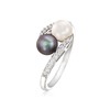 Hipearl Black and White Pearl Ring for Women 18 White