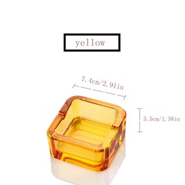 Lxuwbd-crystal glass simple and fashionable small ashtray (Yellow transparent, Small)