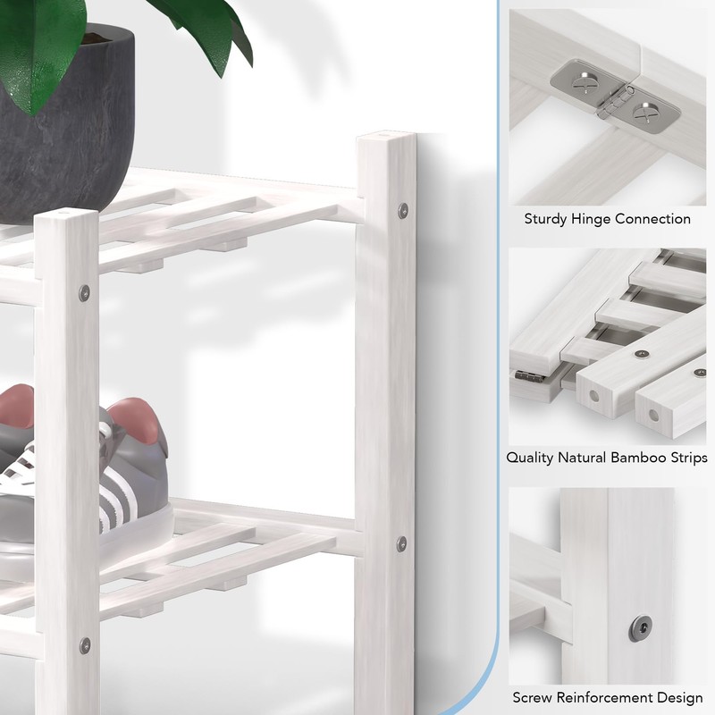 Haddockway Long 2 Tier Bamboo Shoe Rack Storage Organizer, Multifunctional