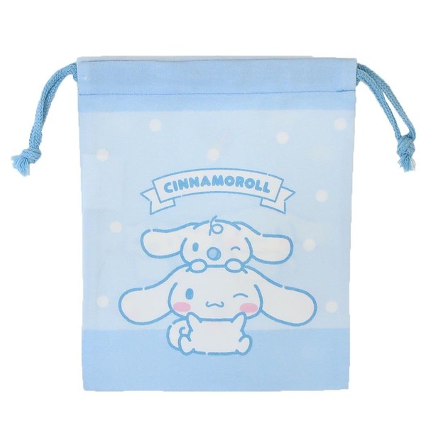 Maruyoshi Drawstring Character Drawstring Bag, S for Kids, saxon blue