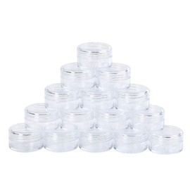 centcres 100 Piece Set, 0.2 fl oz (5 ml), Small Divided Round Case, Accessory Storage, Refill Container, Plastic Bead Storage Case, Cosmetics, Cream, Small Items, Storage Box, Clear, Nail Parts Storage Box, Small Items, Business Trips, Travel, Portable, 