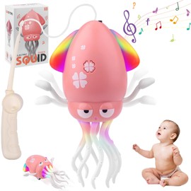 Quixion Dancing Squid Baby Toy, Dancin-g Octopus Toy, Electric Crawling Octopu-s Toys with LED and Music, Dancing Octopus Squi-d Toy,Magic Squid Tummy Time To-y for 3 4 5 Year Old Kids Boy Girl Gifts