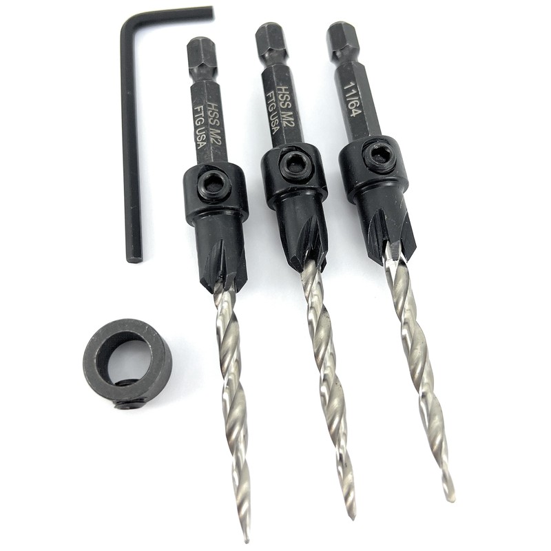 FTG USA Countersink Drill Bit Set for Wood with Tapered