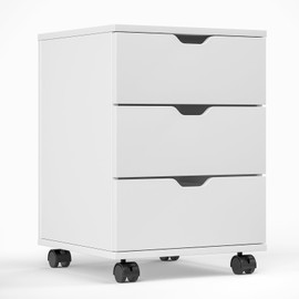 i-VTIES 3 Drawer Mobile File Cabinet,Rolling Wood Mobile File Cabinets Under Desk for Home Office with Casters,Under Desk Rolling Filing Cabinet for Home Office(White)