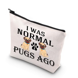 BDPWSS Pug Makeup Bag for Pug Dog Lover Gift I was Normal 2 Pugs Ago Travel Pouch Crazy Pug Lady Gift Pug Dog Owner Gift (Normal 2 Pugs CA)