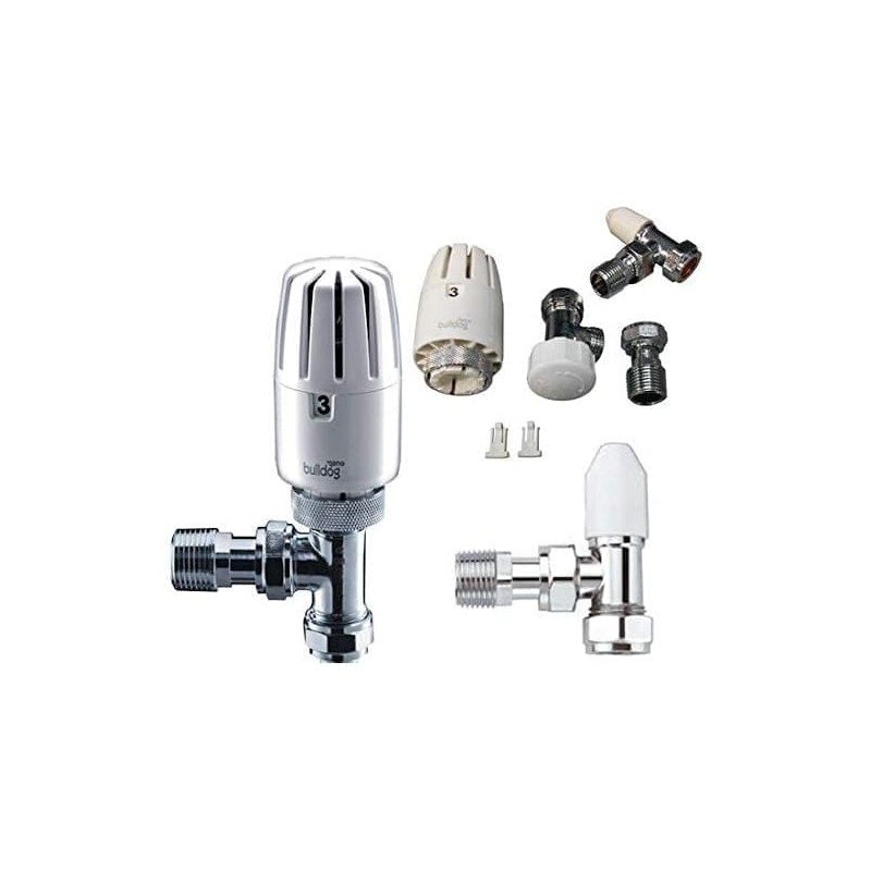 Pegler Bulldog GEN2 15mm Angled TRV Thermostatic Radiator Valve Lockshield