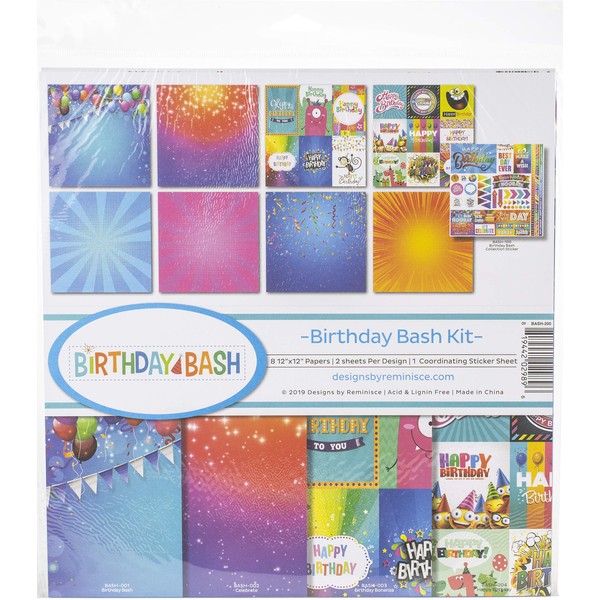 REMINISCE Bday Collection 12X12 KIT, Birthday Bash, One Size