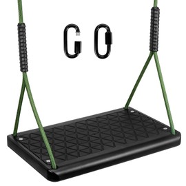 Heavy Duty Swing Seat, Non Slip Tree Swing Set with Adjustable Rope, Playground Swing Set Accessories for Kid Indoor Outdoor Backyard (Black)